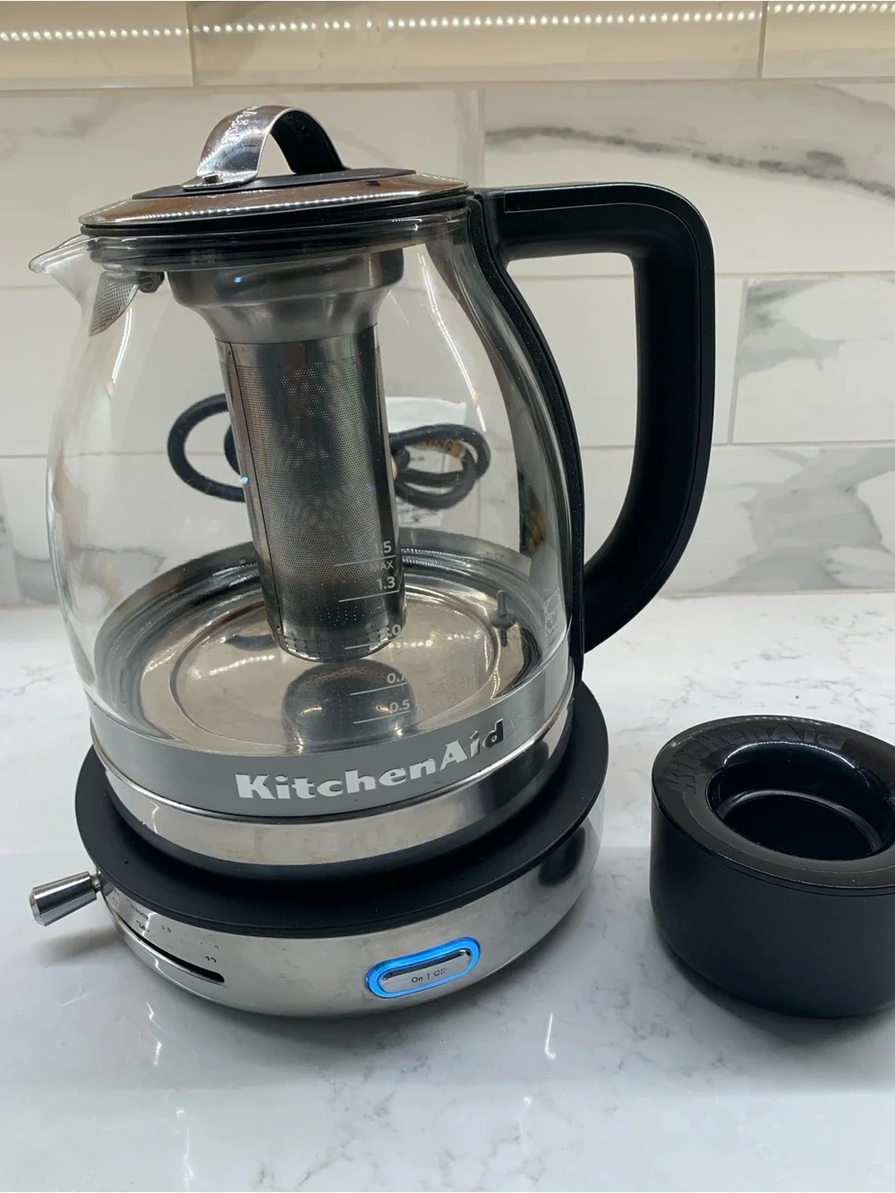 RARE KitchenAid Glass Tea Electric Kettle KEK1322SS 1.5 L Stainless Steel